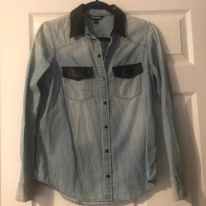 EXPRESS Chambray Long Sleeve Button Down